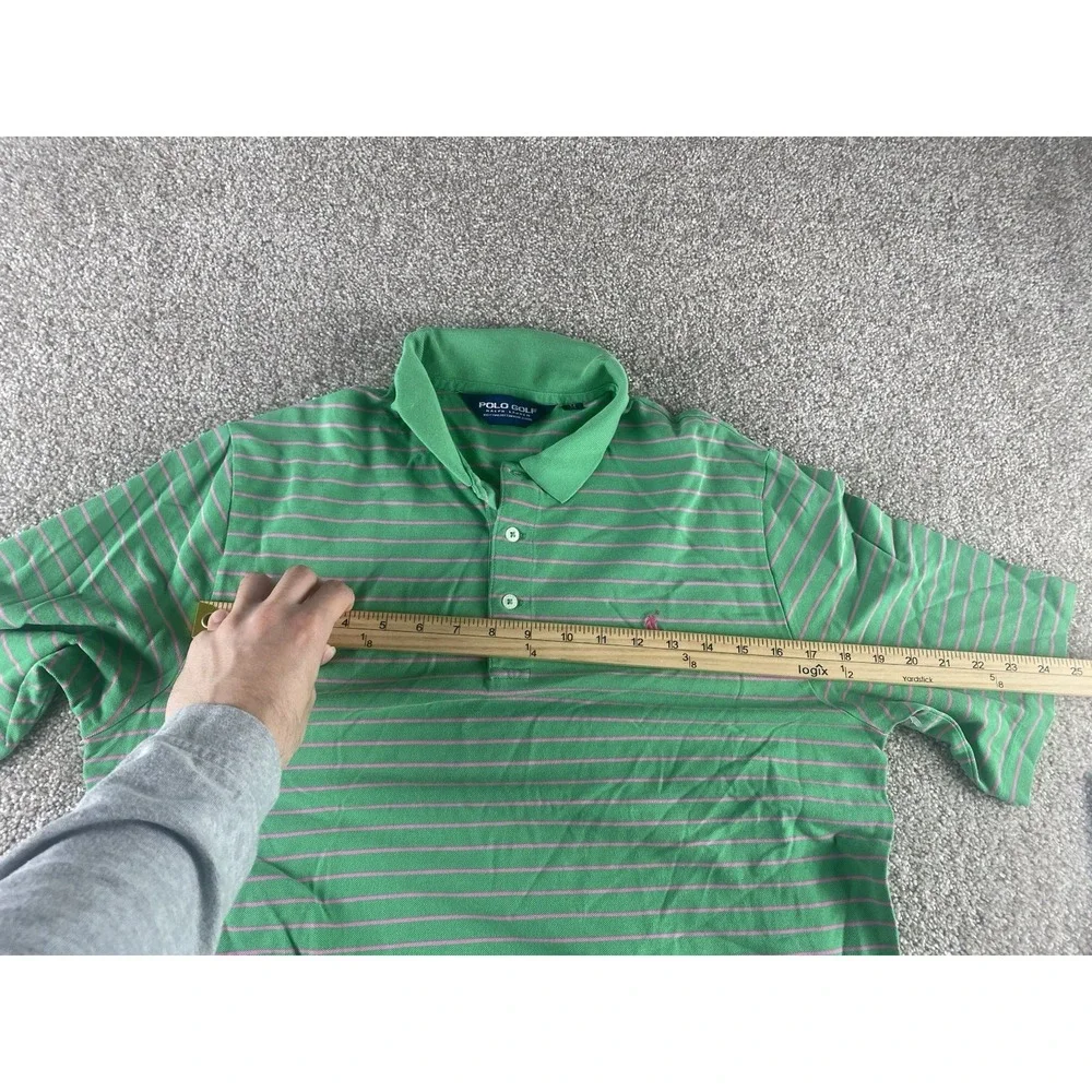 Polo Ralph Lauren Soft Pima Touch Cotton Polo Green/Pink Striped Men M Pink Pony